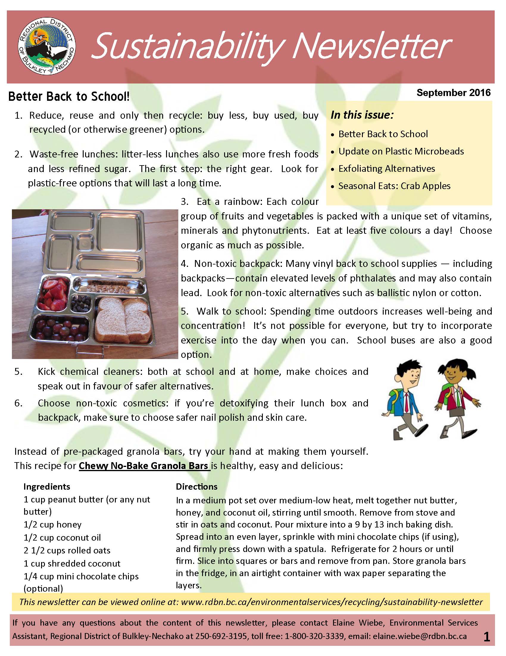 September Sustainability Newsletter 2016 Page 1